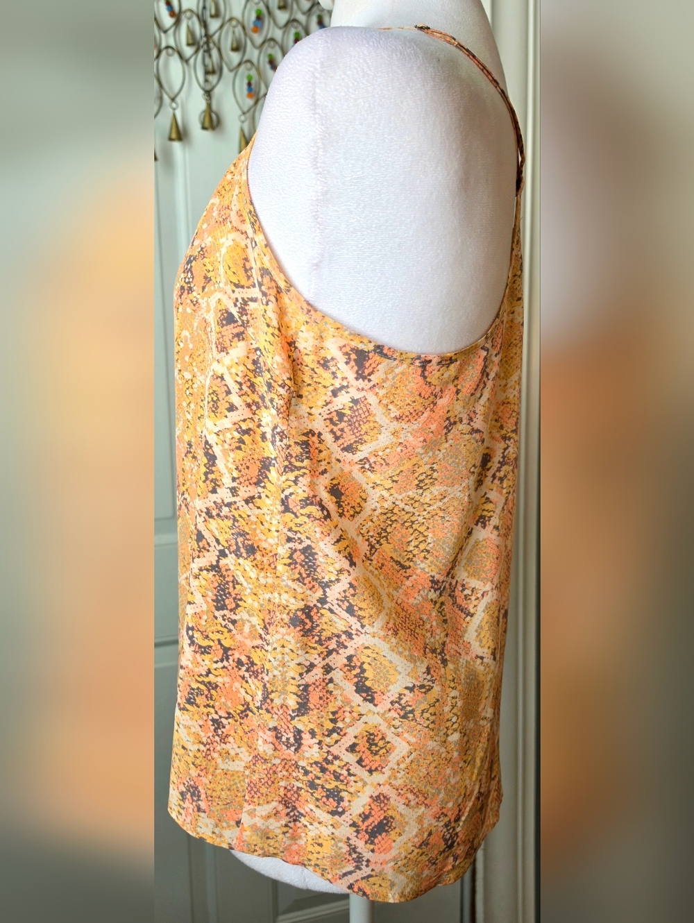 Anthropologie E by Eloise 100% Silk Racerback Cami Womens S Peach Snakeskin Prin - Picture 3 of 12